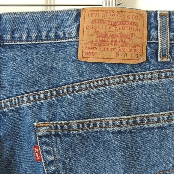 Levi's Y2K Vintage 550 Dark Wash Relaxed Fit Tapered Leg Denim Jeans 40 x 32 - Picture 14 of 15